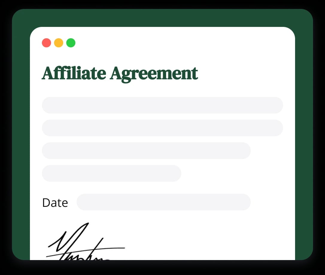 Affiliate agreement document mockup